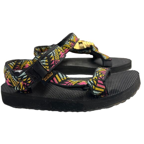 Teva Other - Teva Sandals Original Universal Black Pink Blue Fiber Hook & Loop Size 1